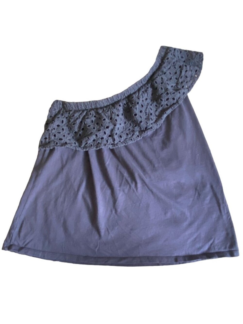 Ann Taylor's LOFT Womens One Shoulder Ruffled Blouse-Gray-Size M-GUC